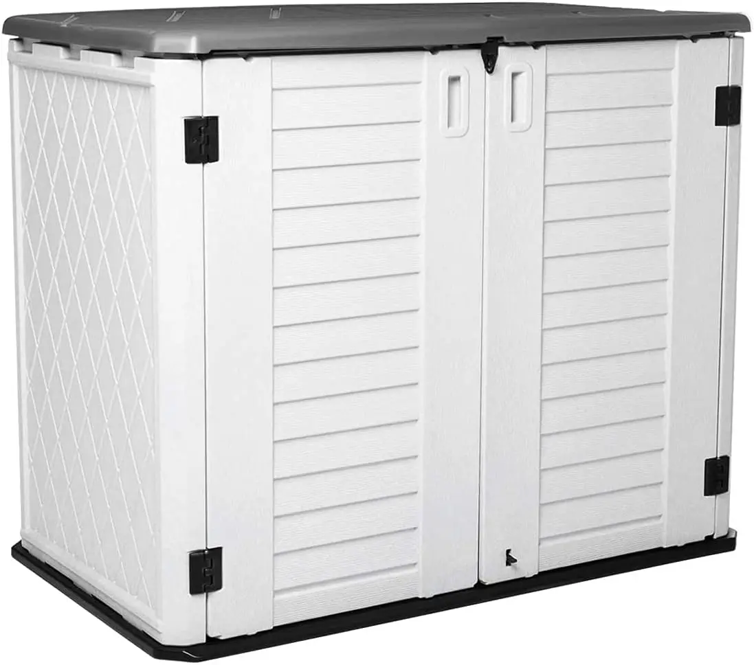 Horizontal Outdoor Garden Storage Shed for Backyards and Patios Waterproof Storage Box 26 Cubic Feet Capacity for Garbage Cans