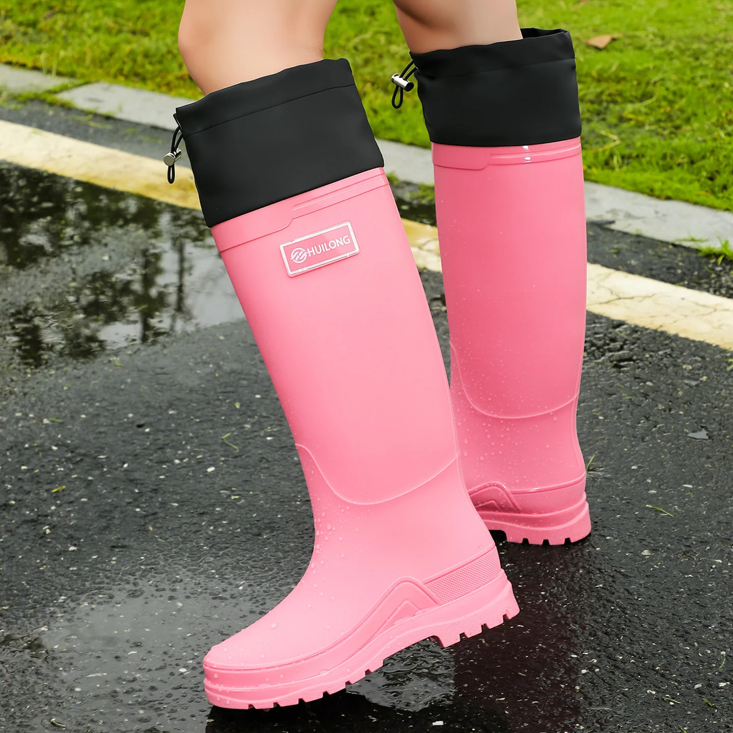 

Fashion High-top Women's Rain Boots Commuter Rain Boots Waterproof and Warm All-seasons Thick-soled Wear-resistant Rubber Shoes