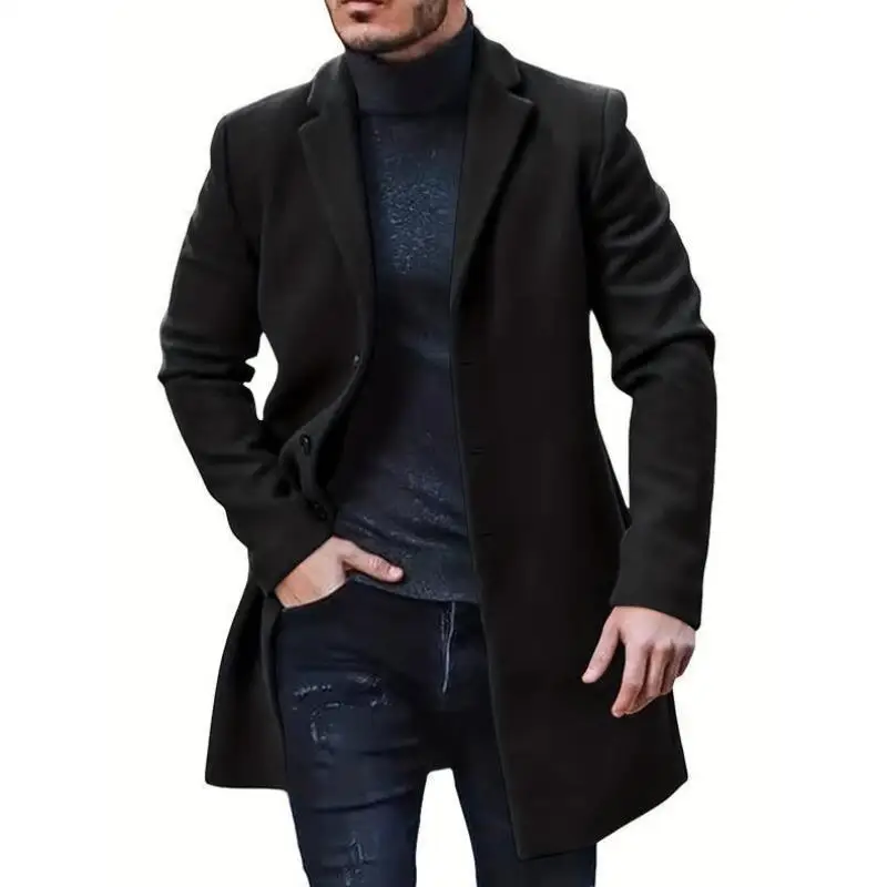 

Men's Slim Fit Collared Jaet Winter Coat New Sle Cross-Border V-Ne ort Length Waist-Cinching for Middle-Aged And ly