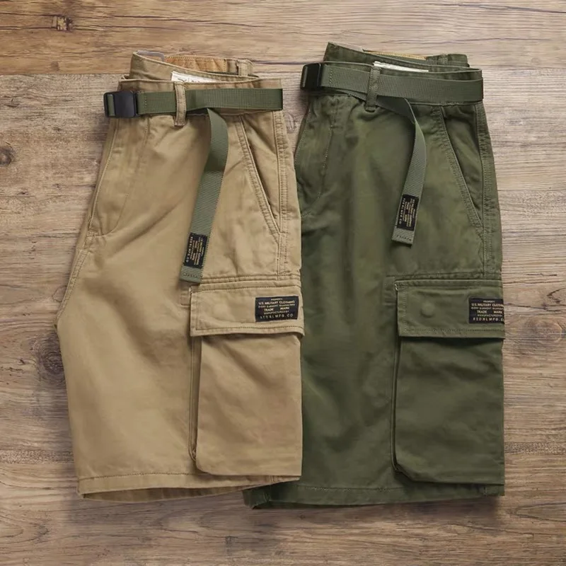 Trendy Brand Men's Summer Tooling Shorts Men's Five-point Pants Trendy Retro Loose Straight Big Pocket Casual Pants