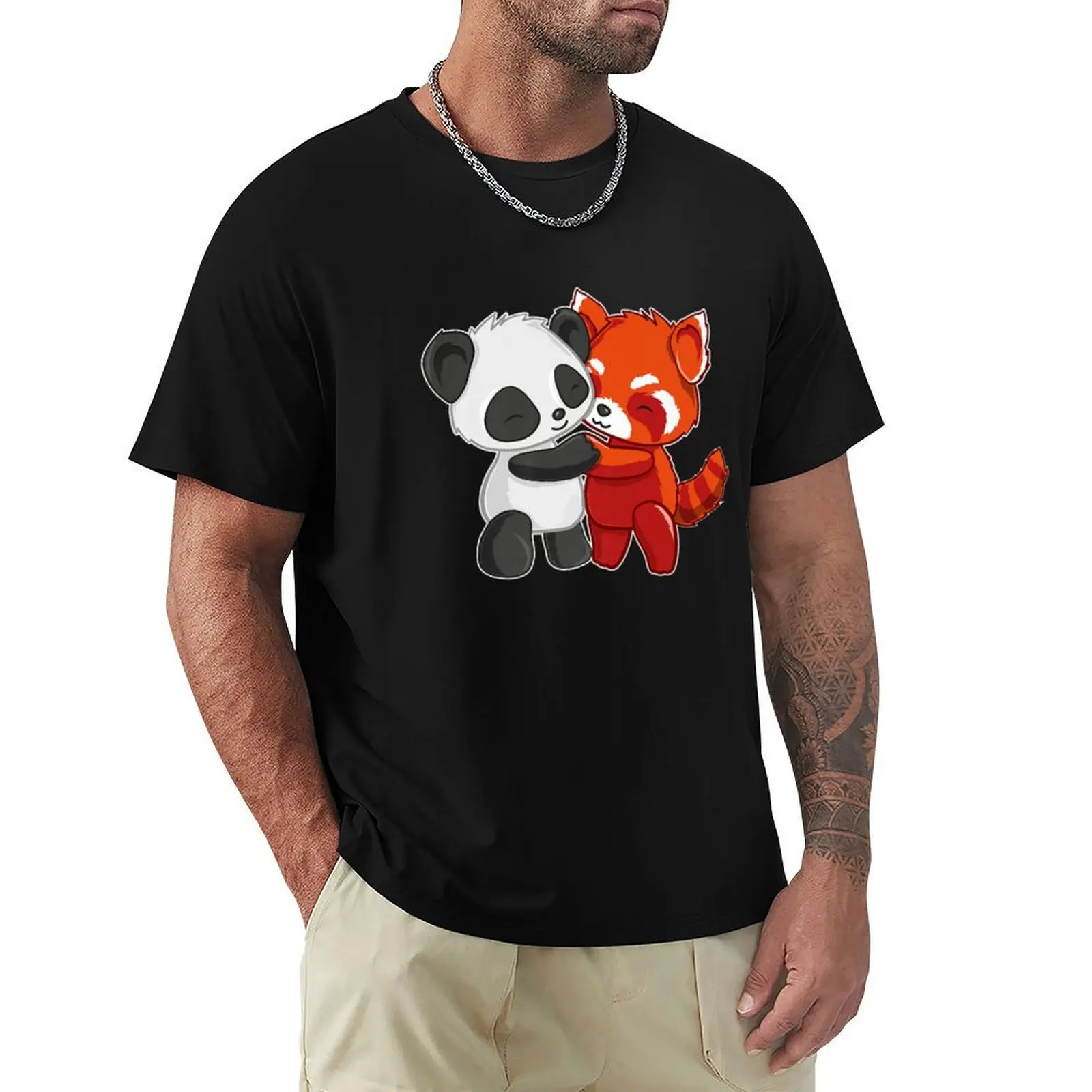 Chibi Panda Bear Hugs Red Panda, Cute Red Panda Design For Men Women T-Shirt Lightweight Hiking T-Shirt