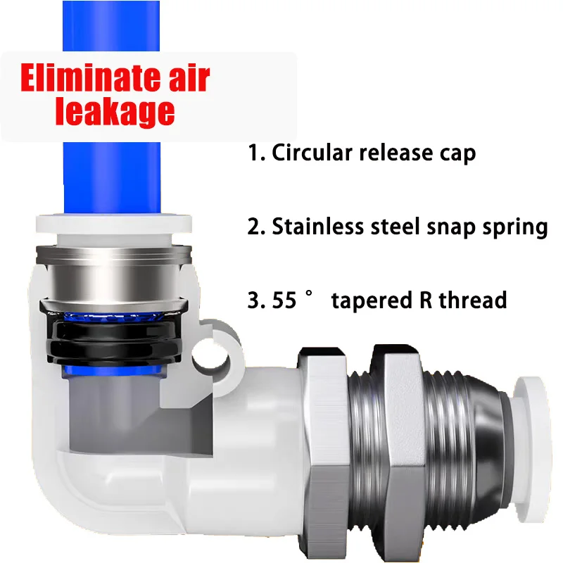 1pcs White PLM-4mm 6mm 8mm 10mm 12mm Right Angle L-Shaped Through Plate Joint Partition Elbow Air Pipe Quick Plug Joint
