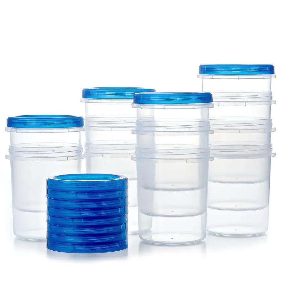 

Storage Containers with Twist Top Lids, Ultra Thick Airtight Plastic Containers for Soup, Leftover, Ice Cream, Overnight Oats, B