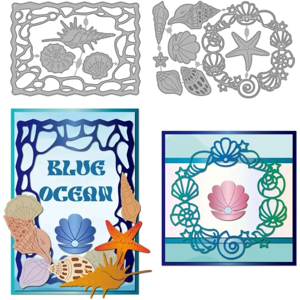 Schneideformen aus Kohlenstoffstahl mit Muschelmotiv für DIY-Scrapbooking, Fotoalbum, dekorative Prägung, Papierkarten