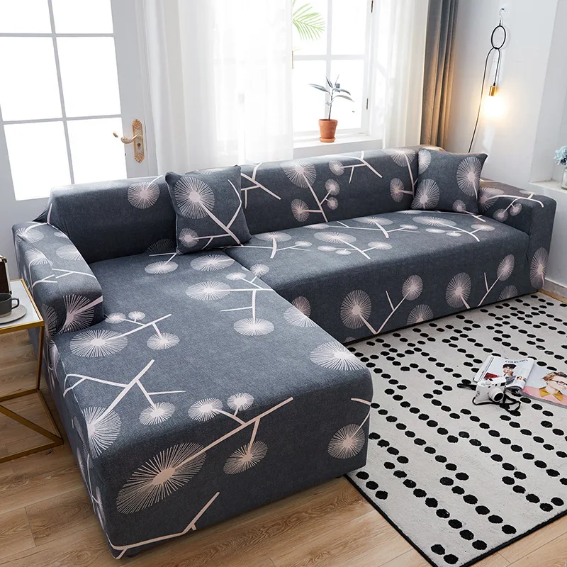 Dandelion Printing Elastic Sofa Cover for Living Room Spandex L Shaped Couch Cover Chaise Longue Armchairs Cover Fundas Sofa