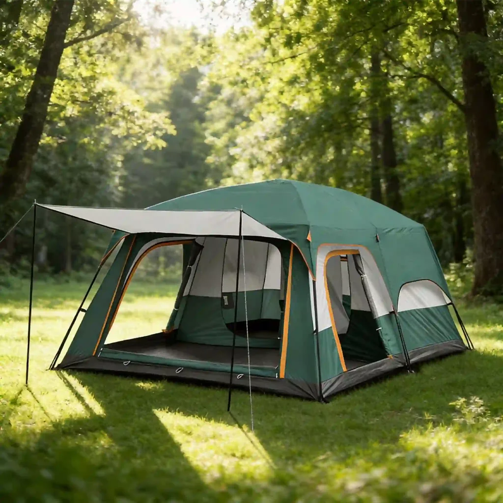 Carpa familiar grande para acampar con diseño de 2 habitaciones y 1 salón, carpa exterior de tela Oxford transpirable e impermeable de doble capa para senderismo en la playa