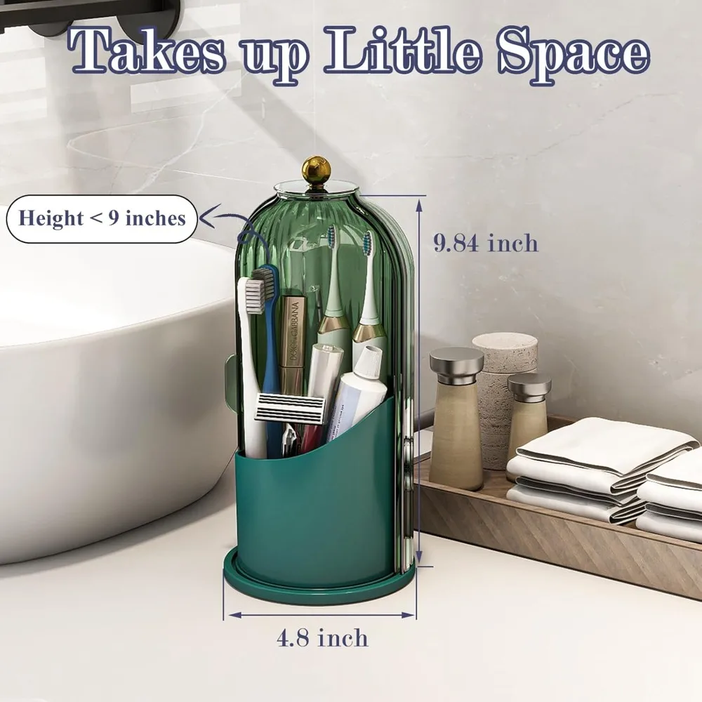 Пылезащитные держатели для зубных щеток с крышкой, вращающаяся электрическая зубная щетка и держатель зубной пасты для столешницы в ванной комнате, 3 слота