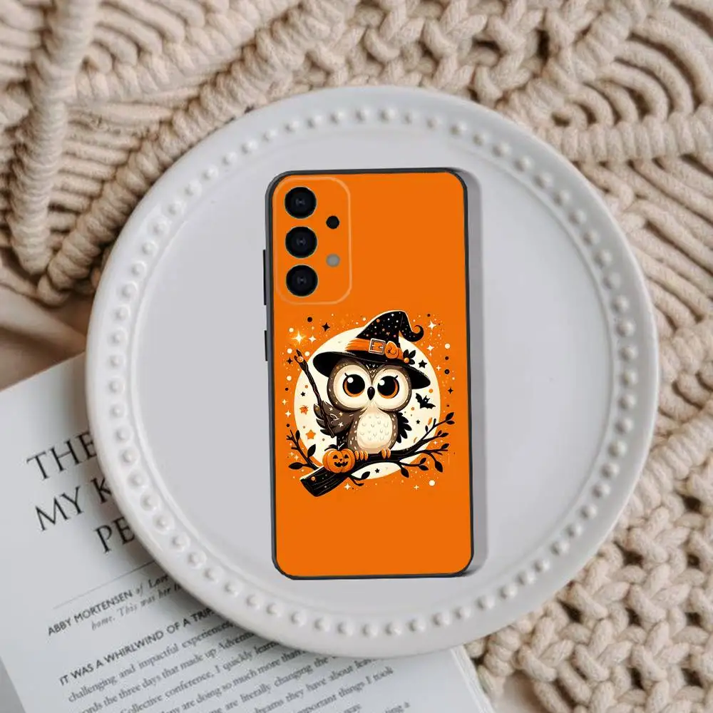 حافظة هاتف على شكل بومة حيوانية لهاتف سامسونج جالاكسي A73,72,51,53,52,71,22,5G,Note,J7,8,9 غطاء أسود ناعم #4