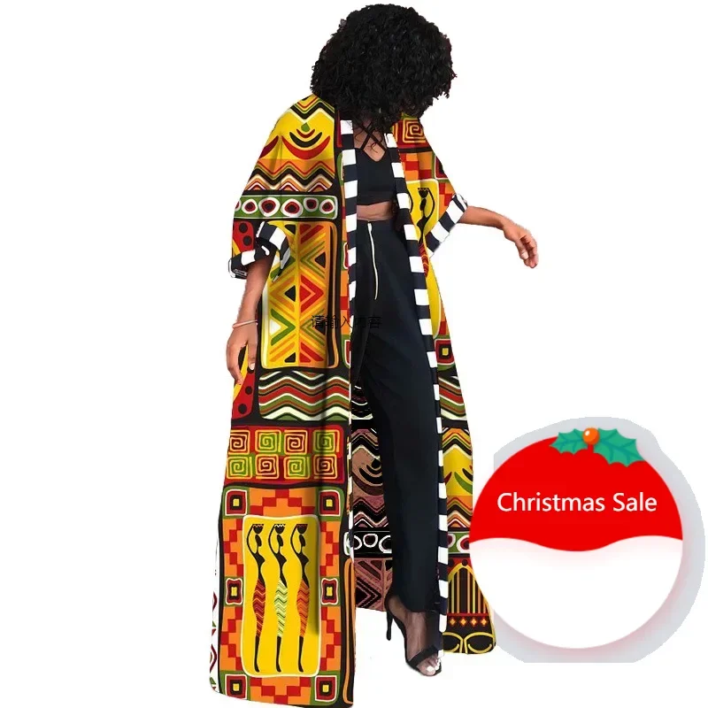 

Africa Clothes for Women 2025 Dashiki Autumn Winter African Women Printing Long Shirt Cardigan Coat Dress African Dresses Women