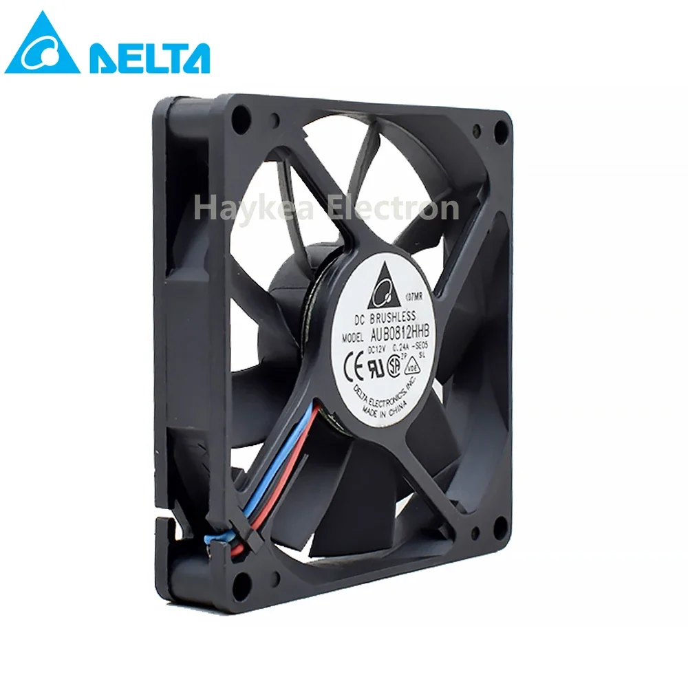 Ventilador silencioso de doble bola para caja de ordenador, accesorio para delta AUB0812HHB, 80x80x15MM, 8015 DC12V, 0.24A, 8cm, 3 cables