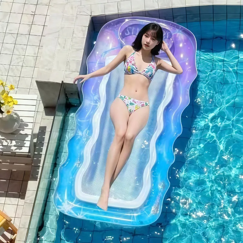 Outdoor Swimming Accessories New Inflatable Floating Bed Pool Lounge Chair Foldable Water Play Hammock Floating Row