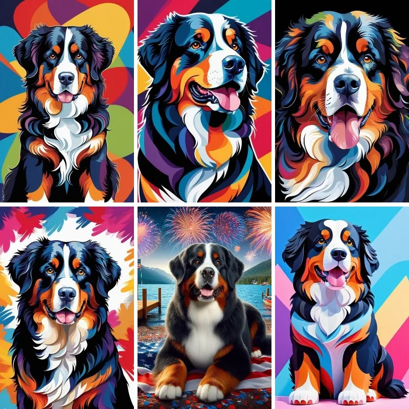 

DIY Full Drills Diamond Painting Bernese Mountain Dog Puppies ,Diamond Embroidery Kit Full Round Square Drill ,Mosaic Decor