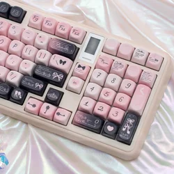Dream Ballet Theme Keycaps Set PBT Sublimation MOE Profile Keycaps for Mechanical Keyboard Custom Cute Pink Spherical Key Caps