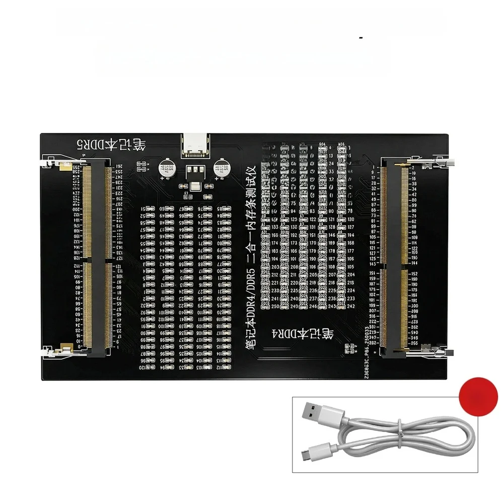USB Powered DDR4 DDR5 Laptop Memory Tester For For RAM PCB Fault Detection Diagnostic Tool Black Portable