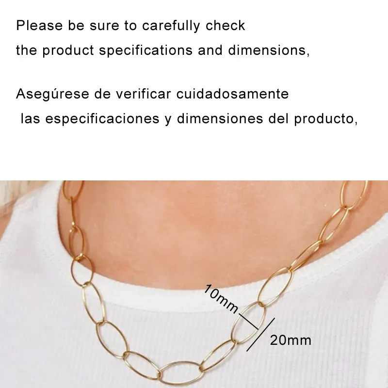 Stainless Steel Oval Rolo Gold Color DIY Bracelets For Women Unique Long O link chain silver/gold color pulseras mujer