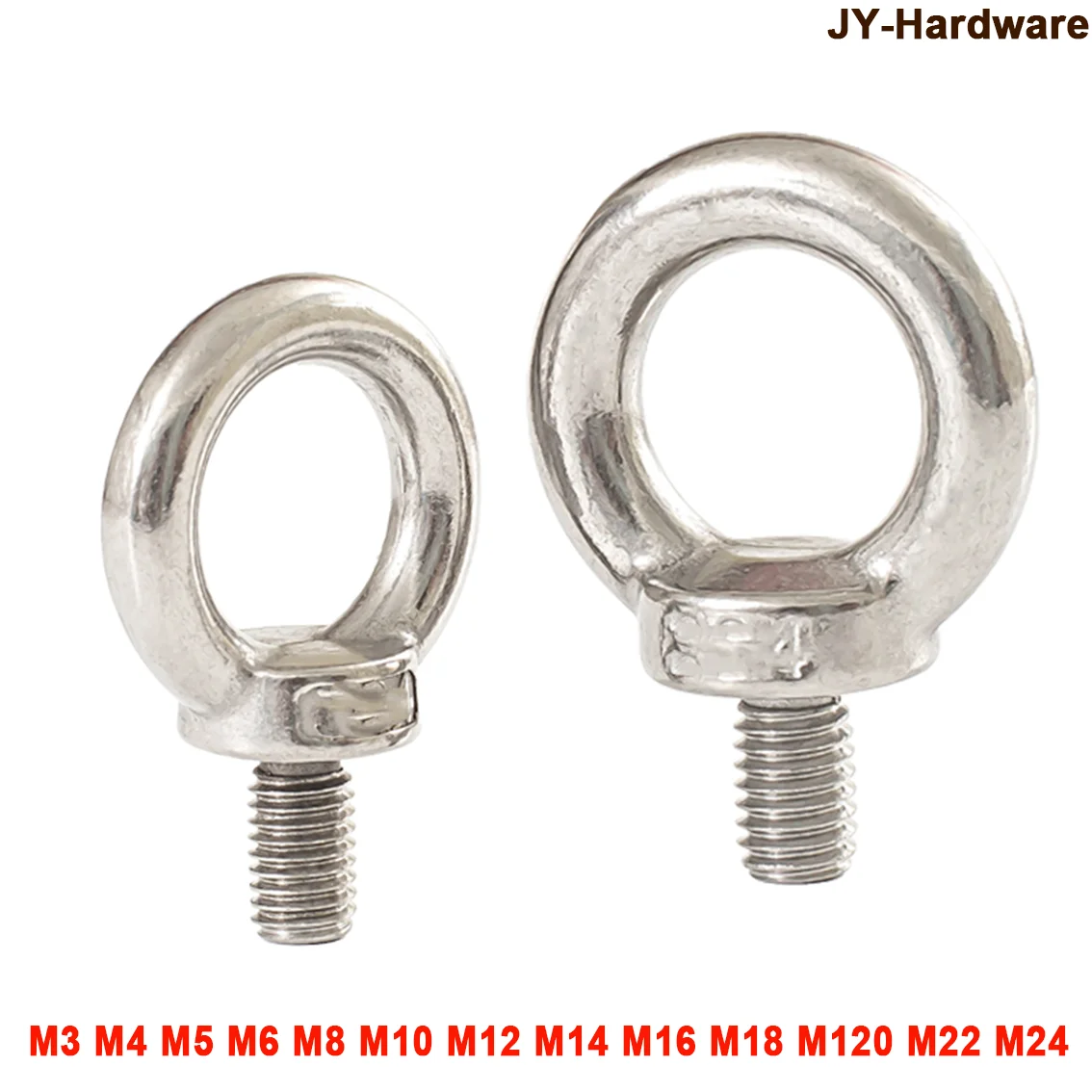 304 Stainless Steel Eye Bolt with Ring Nut Corrosion Resistant M3 M4 M5 M6 M8 M10 M12 M14-M24 Industrial Fastener for DIY Tools