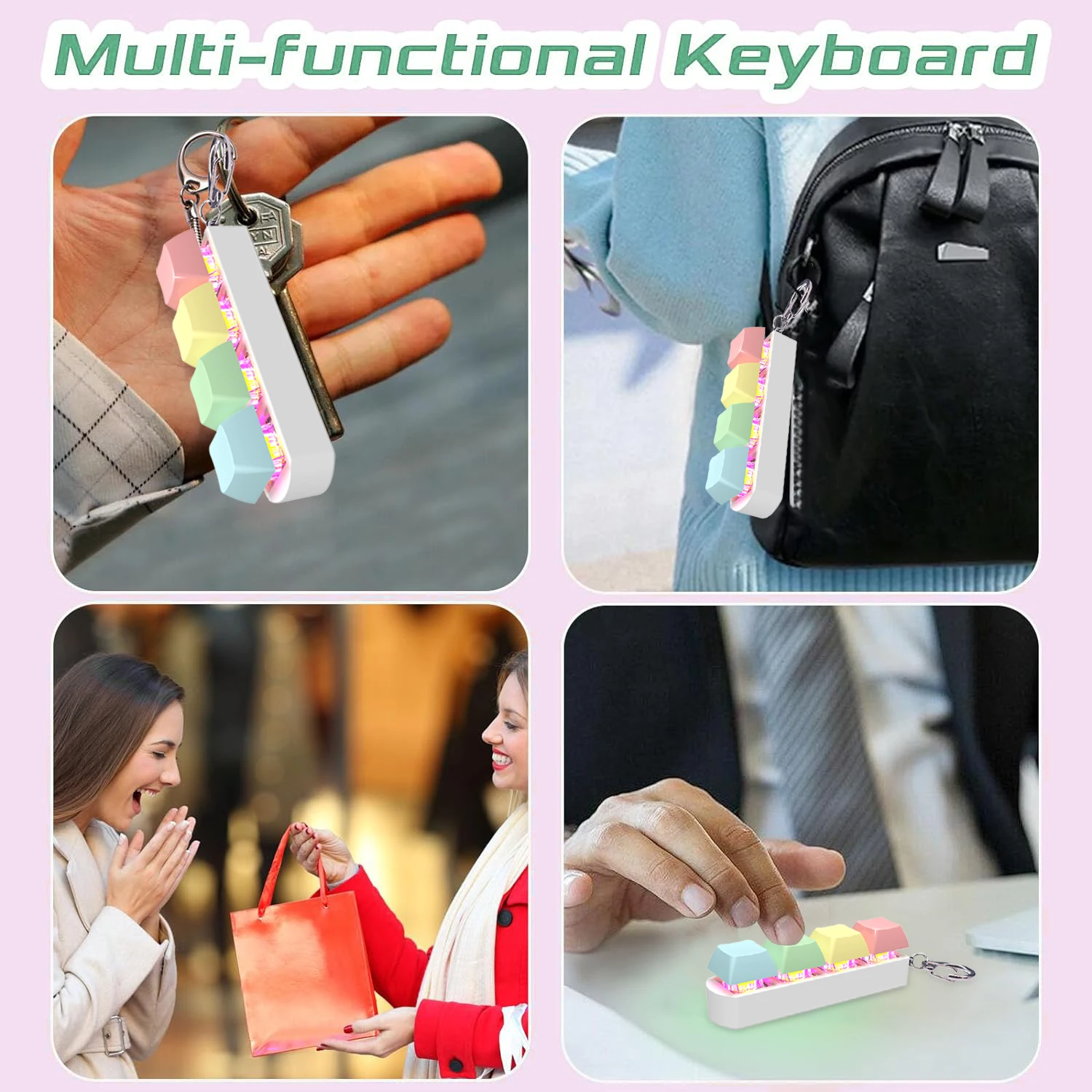 Keychain LED Lamp Keyboard Key Toy 키보드 키캡 Colorful Light Party Stress Relief Fidget Button Keycap Toys Finger Keyboard Caps Toy