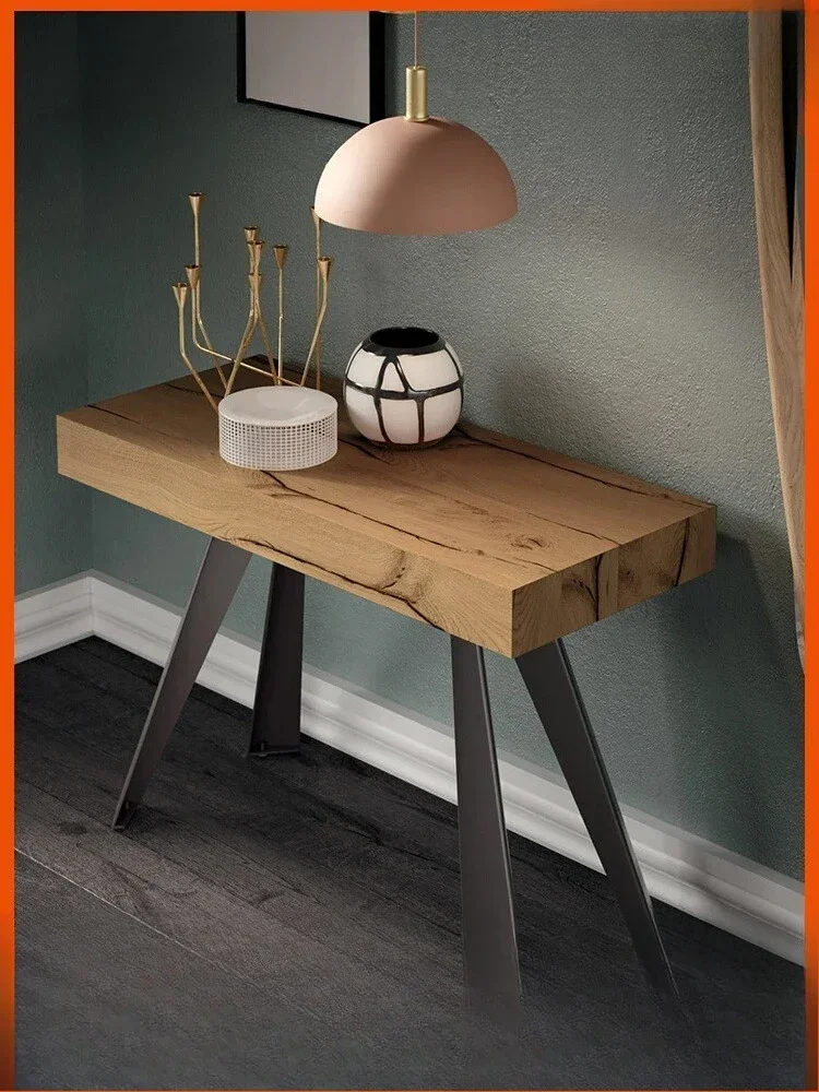 Solid wood dining table, household small apartment, multi-functional invisible foldable
