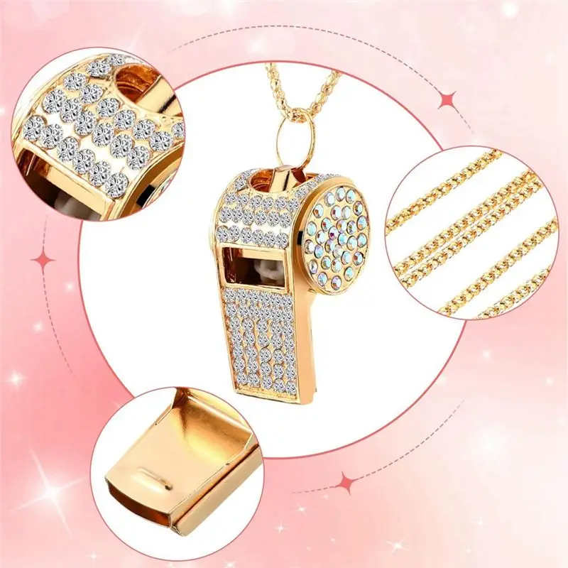 عبوة من صفارة بلينغ صديقة للميزانية مع سلسلة من حجر الراين الكريستالي، صفارة لامعة مع سلسلة مفاتيح للحكم والمدربين والمعلمين