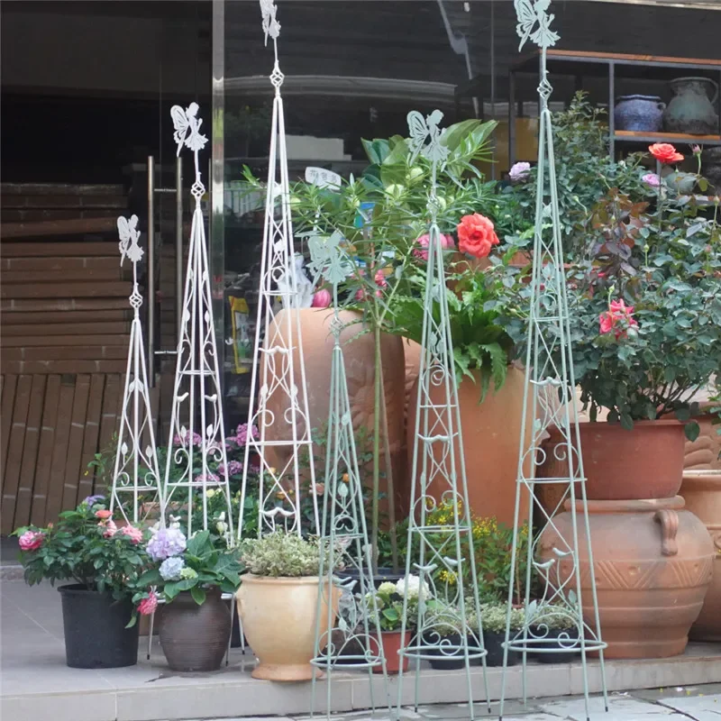 Wrought iron butterfly fairy climbing vine flower stand three-piece climbing frame retro old villa courtyard garden gardening