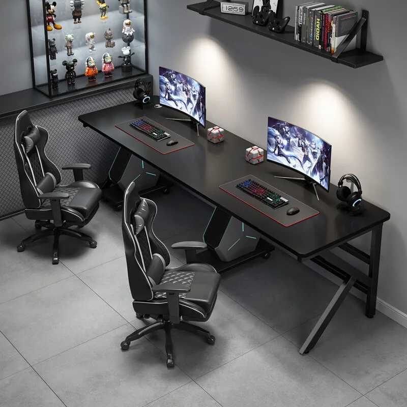 Double computer desk side by side home desktop gaming bedroom long student study desk