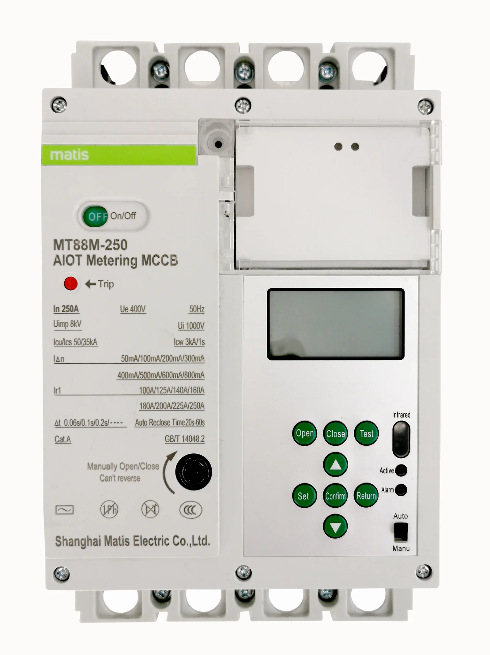 Voor MT88M-250A 50KA 400V 50 Hz Gegoten Stroomonderbreker Elektronische