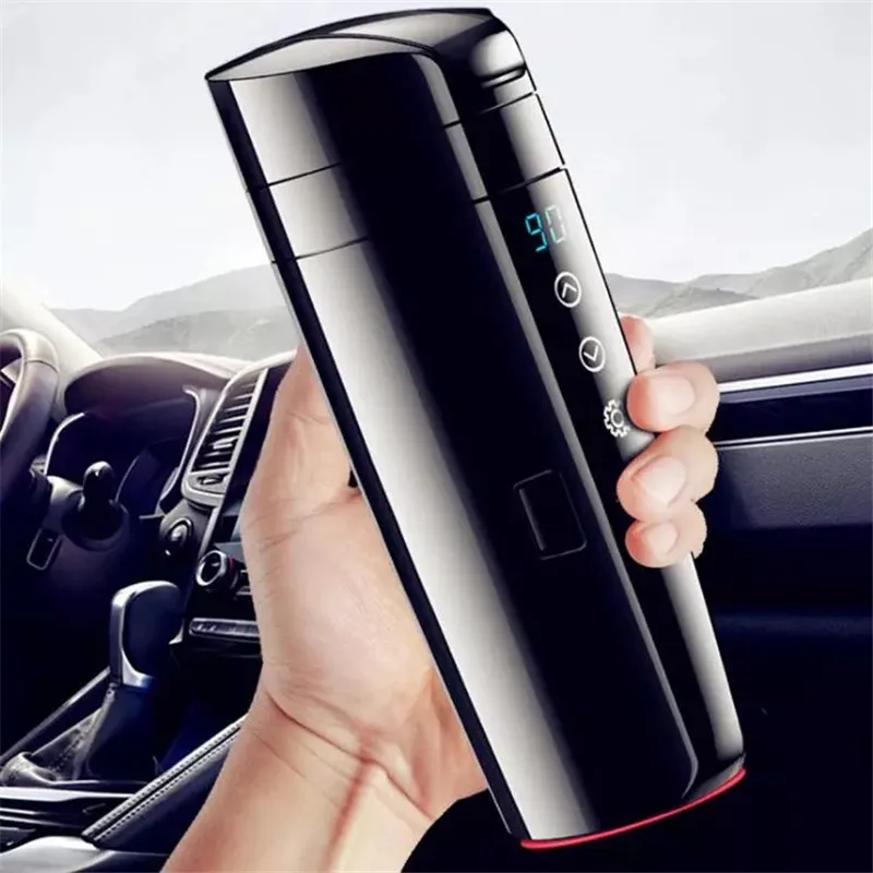 Smart Touch Car Thermos Bottle Digital Display Insulated Cup Porable Vacuum Flask Travel Heating Water Coffee Bottle Mug Cups