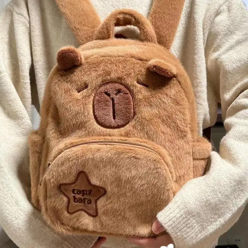 Zaino animale peluche Capybara zaini per bambole per bambini e adulti carino leggero Bookbag peluche zaino regali