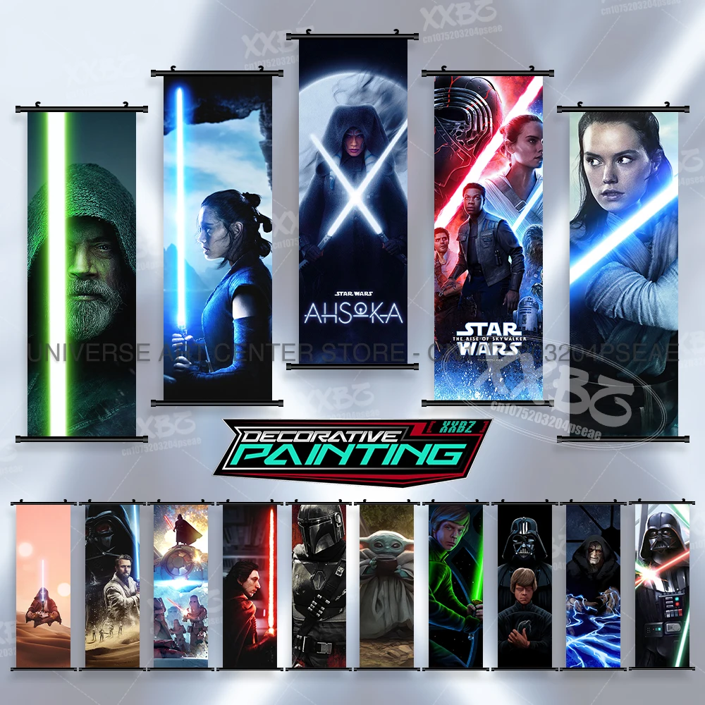 

Star Wars Poster Anakin Skywalker Hanging Painting Ben Kenobi Wall Artwork R2-D2 Scroll Picture C-3PO Movie Han Solo Home Decor