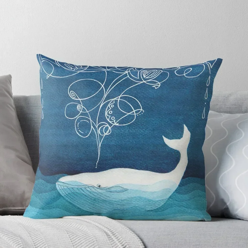 

Happy whale, animals, sea creature, teal blue watercolor Throw Pillow Cushion Covers For Living Room Cusions Cover pillow