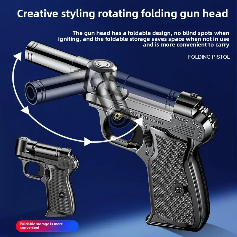 

New Folding Metal Windproof Lighter Outdoor Camping BBQ Cigar Ignition Tool High Firepower Inflatable Welding Gun Men's Gifts