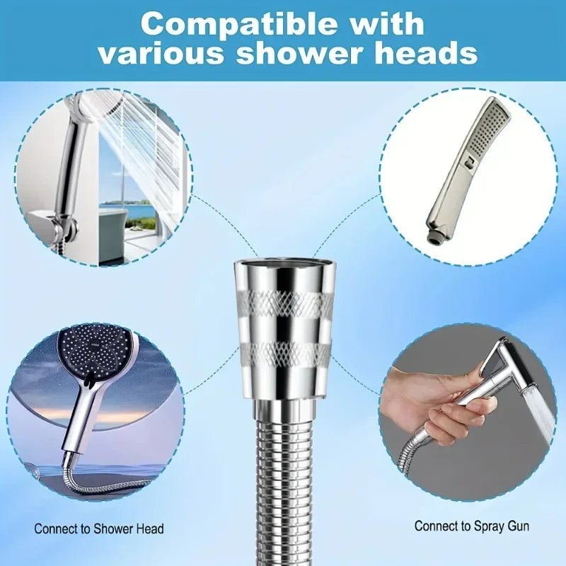 Bathroom Shower Hose Stainless Steel Flexible Shower Hose Tube Pipe for Bathroom Accessories High Strength Hot and Cold Hose