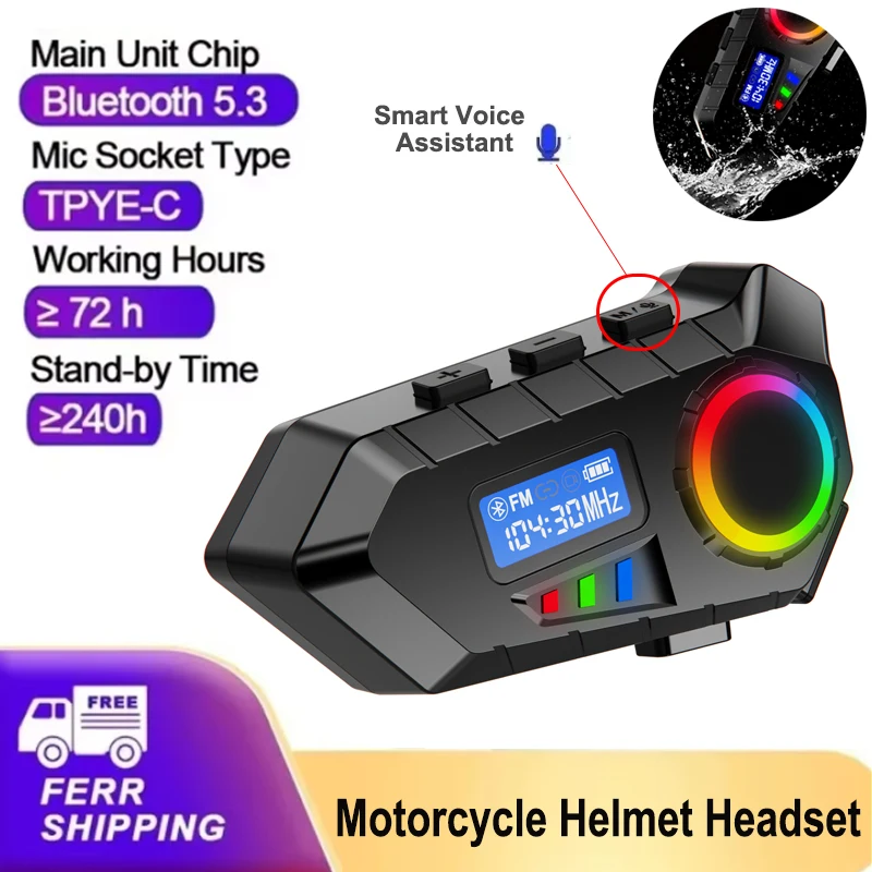 

KEBIDUMEI 1/2PCS Motorcycle Headset Helmet BT5.4 Waterproof Handsfree Call Music Player Speaker Wireless Earphone with Fm Radio