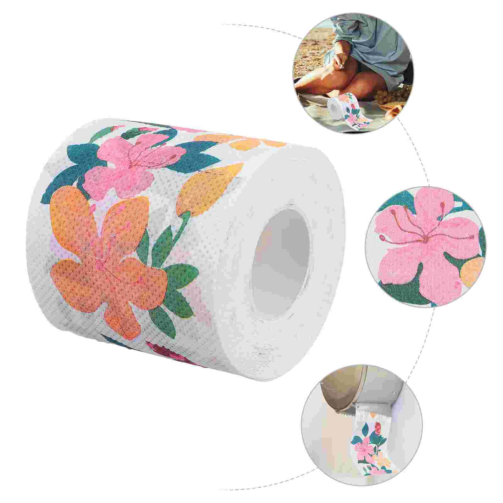 Rollo de papel impreso, toallas de colores, tejido para baño, inodoro, suministros para el hogar, desechables