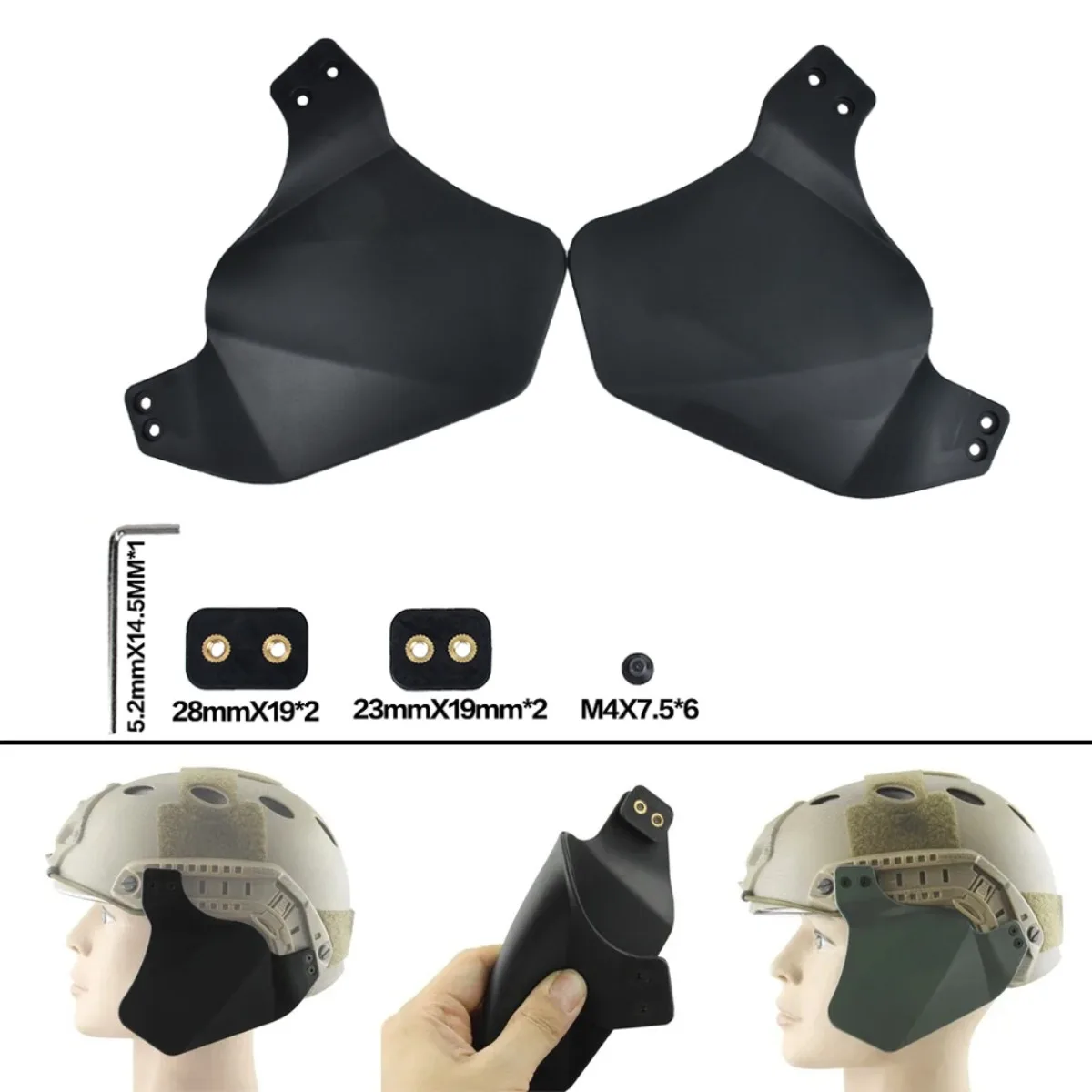 Tactical Fast Helmet Side Ear Protection Earmuffs Rail Mount Ear Protectors Tactical Up-Armor Side Cover Rail Kit