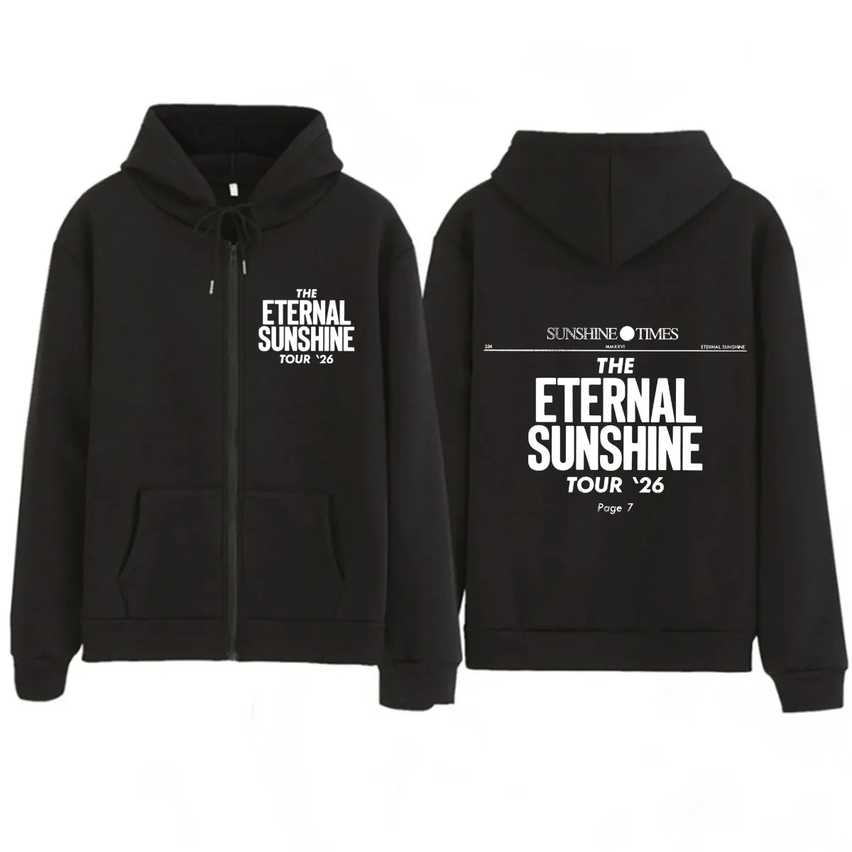 Ariana Grande The Eternal Sunshine Tour 2026 Zipper Hoodie Men Women Hip-hop Sweatshirts Long Sleeves Loose Casual Zip Up Jacket