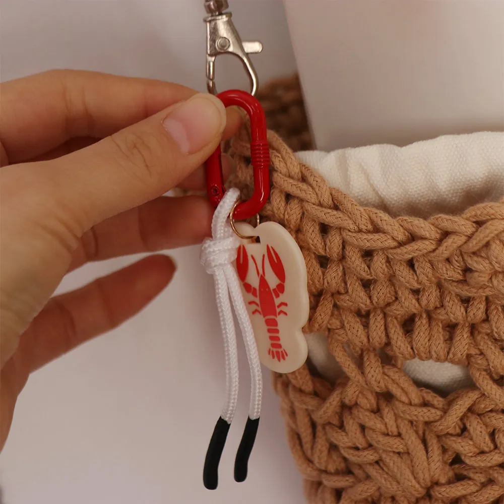 Acrylic Charms Retro Rope Woven Pendant Geometric Contrasting Mobile Phone Pendant Cartoon Fashion Bag Chain Charms Women