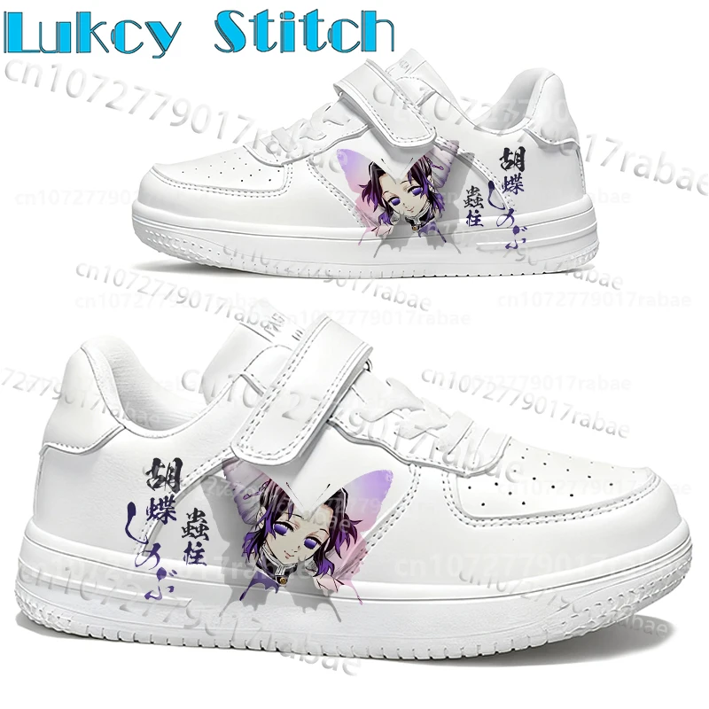 

2026 Popular Demon Slayer Children Student White Shoes for Boys Girls Parity Campus Sports Lightweight Walking Shoes Footwear