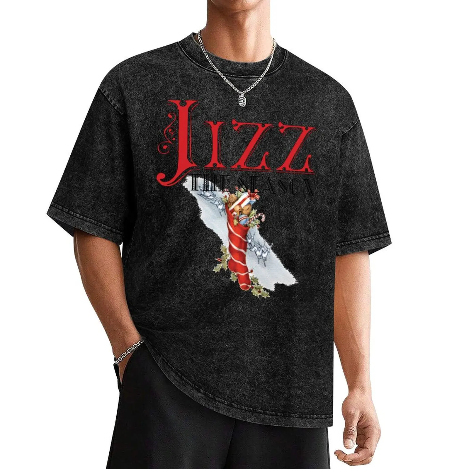 Jizz The Season - Bareback Christmas T-Shirt Blouse sweat basketball graphic tees big and tall t shirts for men