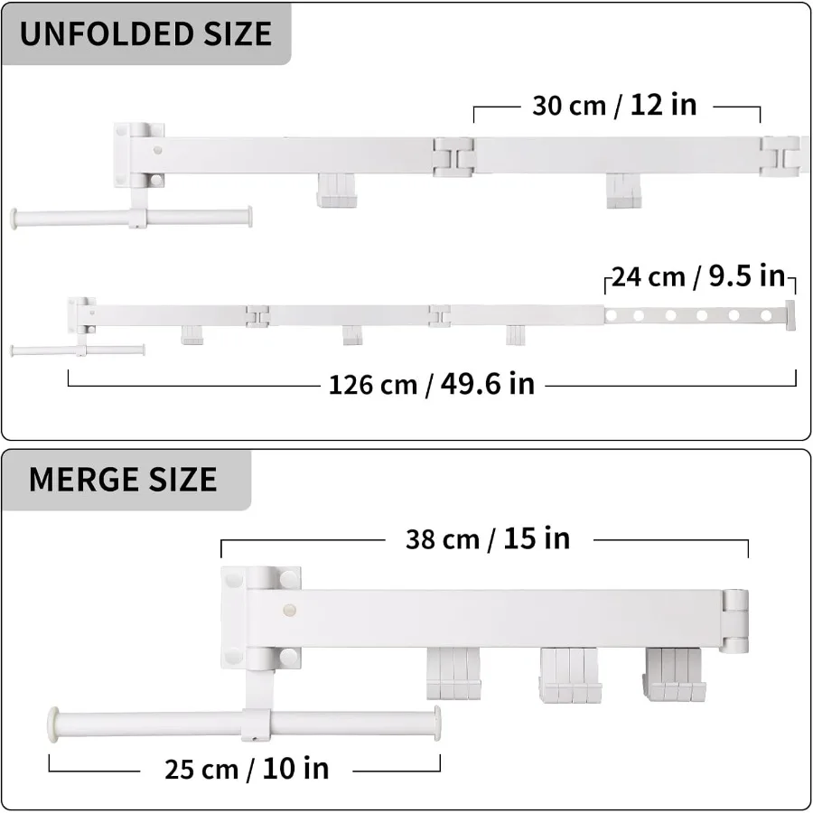 Wall Mounted Clothes Drying Rack with Foldable TriFold Design for Space Saving Laundry Solution in Balcony or Bathroom Easy to