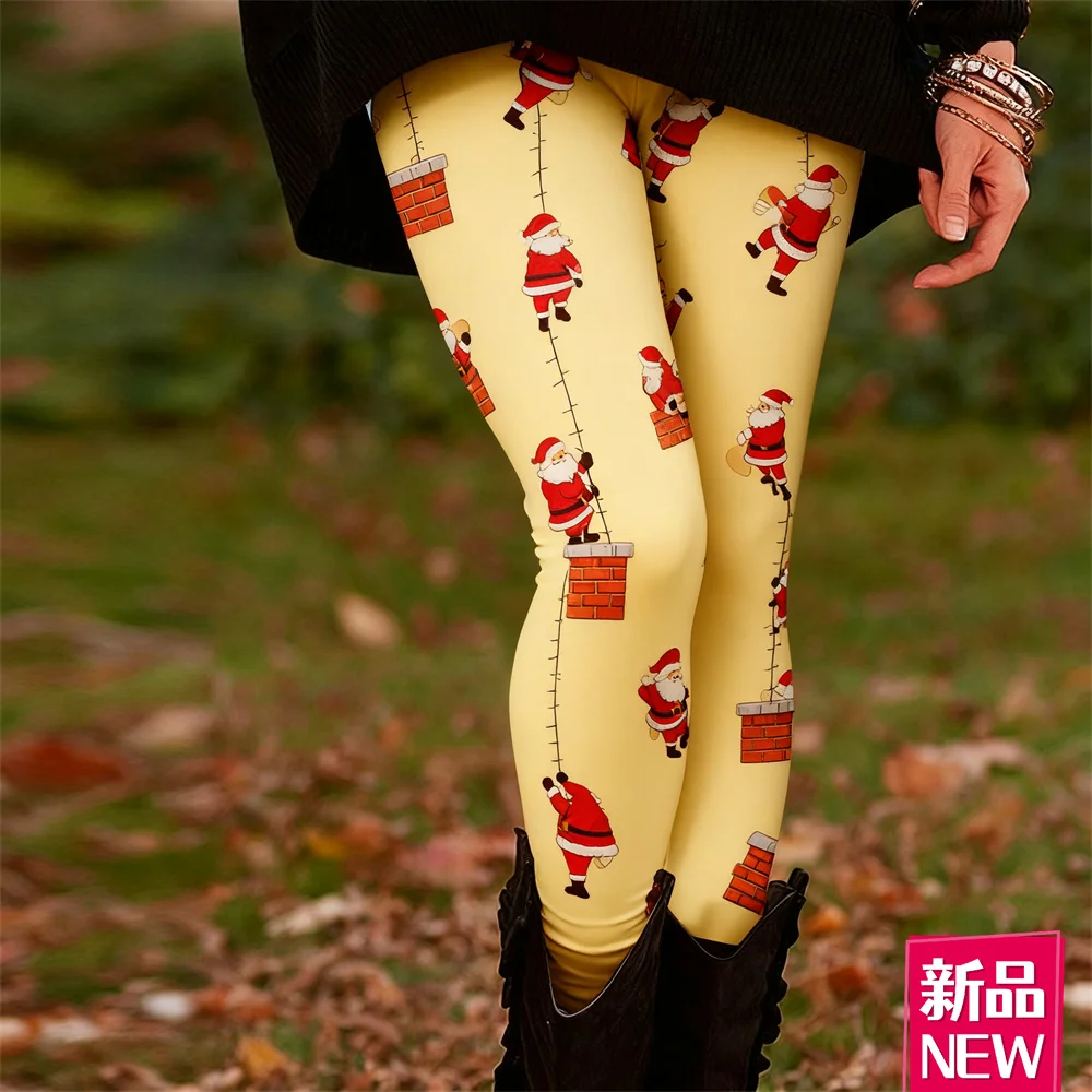 

3D Print Santa Clause Graphic Women's Leggings Fashion Outdoor Street Casual Yoga Pants Christmas Theme High Waist Elastic Pant