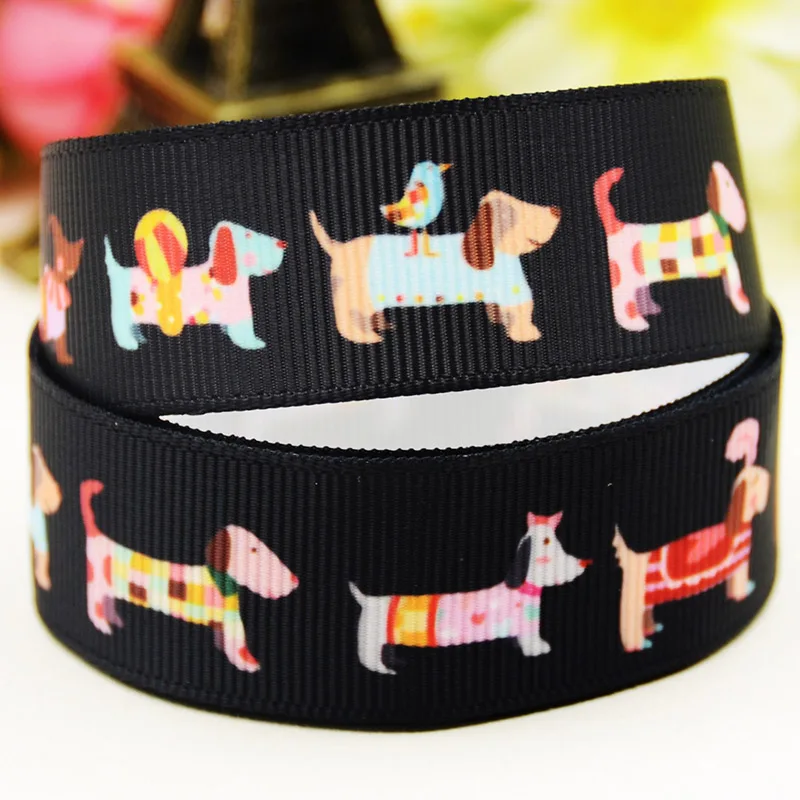 22mm 25mm 38mm 75mm Dog Cartoon printed Grosgrain Ribbon party decoration 10 Yards