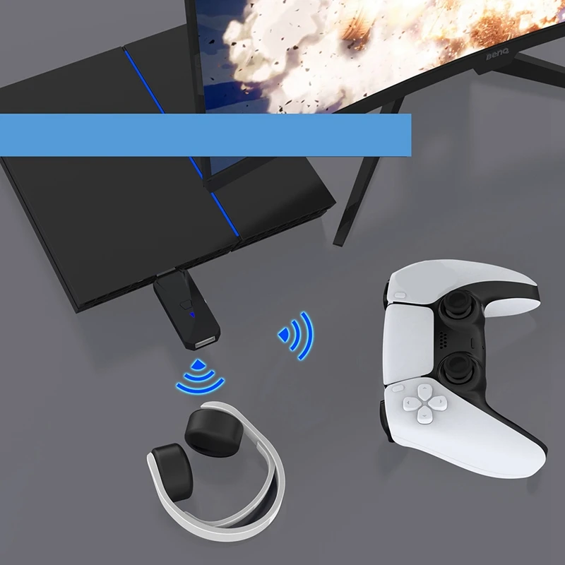 A73E-Wireless Receiver USB Adapter For PS5/PS4/PS3/Nintendo Switch Bluetooth Controller Gamepad Dongle Adapter