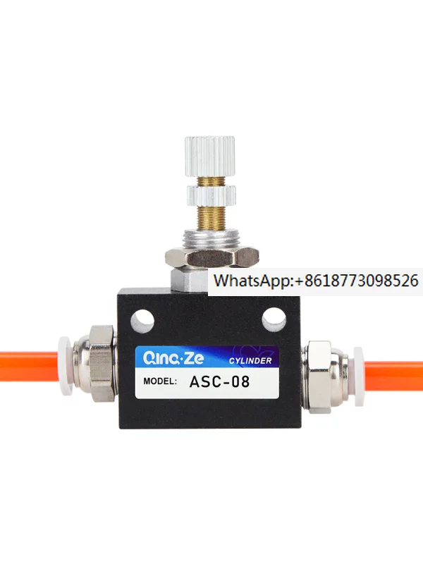 ASC100 Pneumatic 200 Air Path Flow Adjustable Unidirectional Throttle Valve RE Shutoff Valve KLA06 08 02 03 10