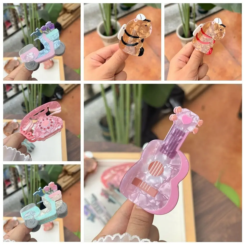 

Acrylic Creative Hair Claw Guitar Little Tram Cartoon Animal Shark Clip Hair Accessories Lovely Cute Hair Claw Travel
