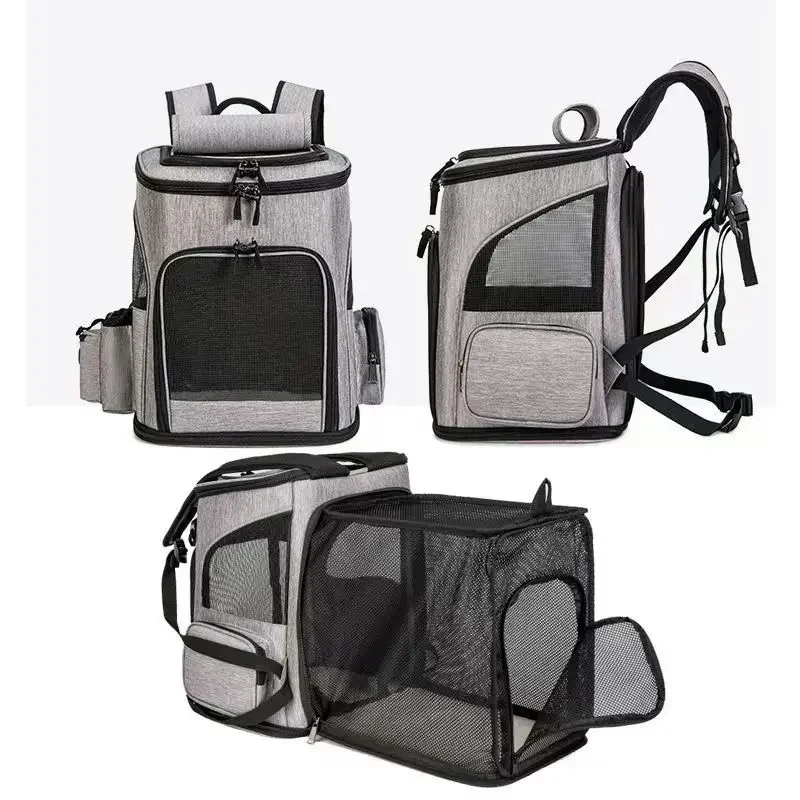 Expandable Pet Carrier Backpack Breathable Mesh Foldable Travel Bag for Cats Small Dogs Up to 18 lb Hiking Camping Outdoor
