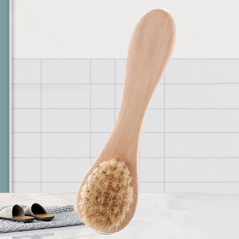 فرشاة الجلد فرشاة الوجه الخشبية مقبض خشبي فرشاة الوجه مقبض خشبي فرشاة الوجه التقشير التطهير فرشاة الجلد أداة فرشاة الوجه