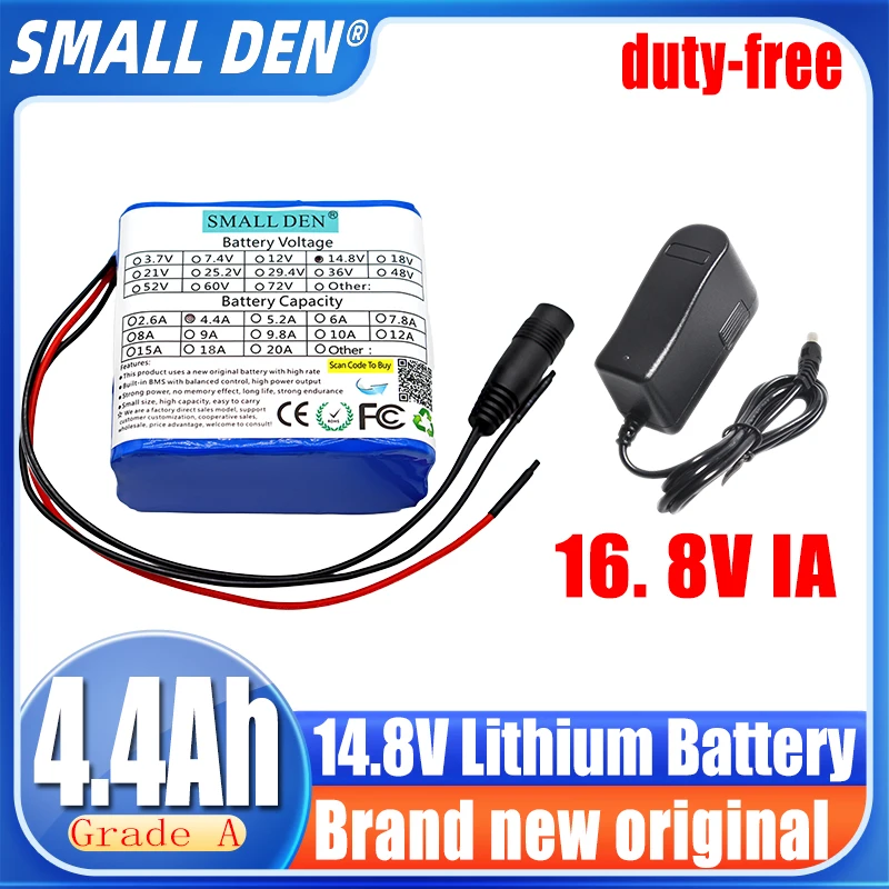 

14,8V 4,4Ah Grade A Brand new original lithium-ion battery 4s2p with BMS night fishing light heating pit light amplifier battery