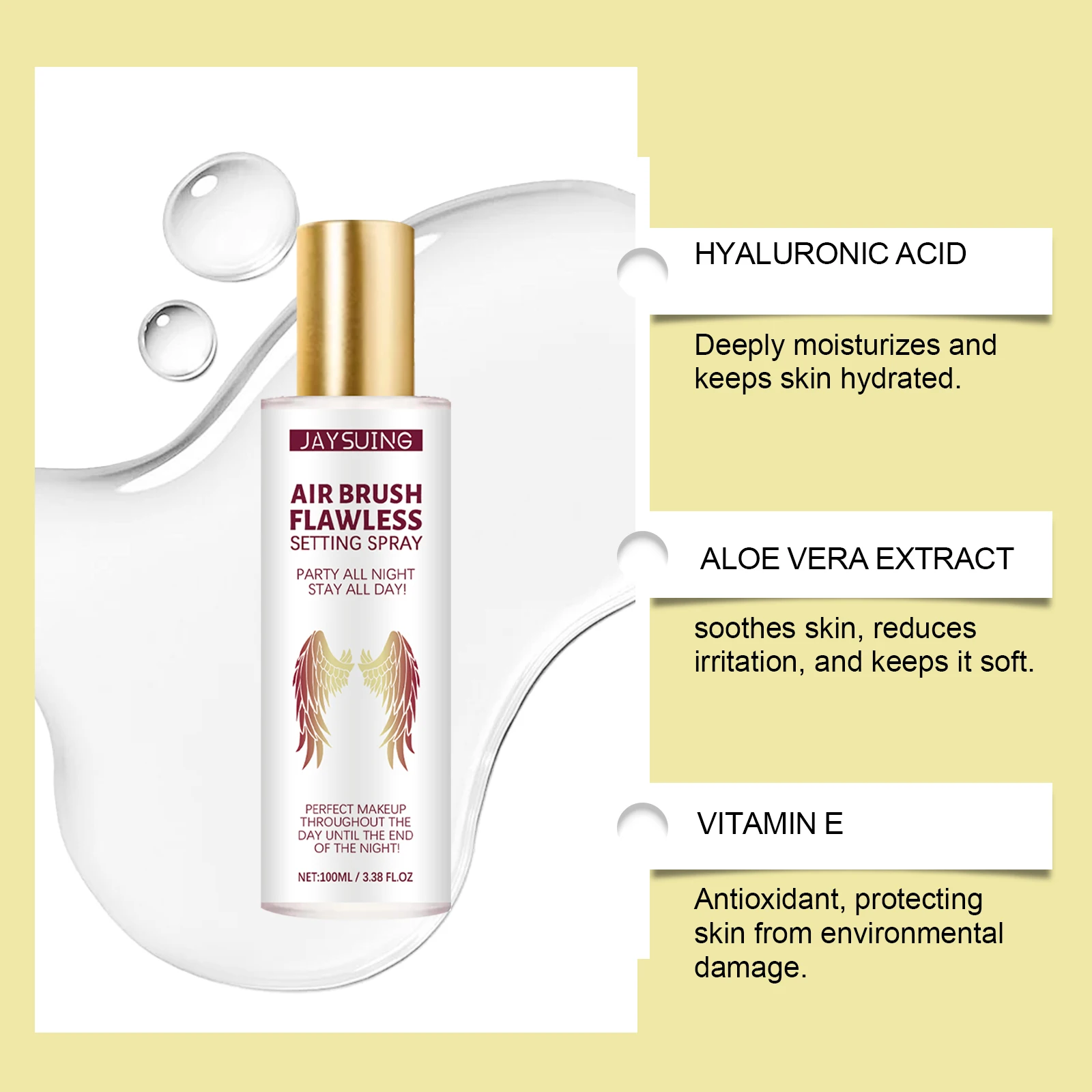 Jaysuing Hydraterende Setting Spray Gezichtsmake-up Waterdicht Transpiratie Langdurige oliecontrole Mat Natuurlijk Verfrissend Geen vettig