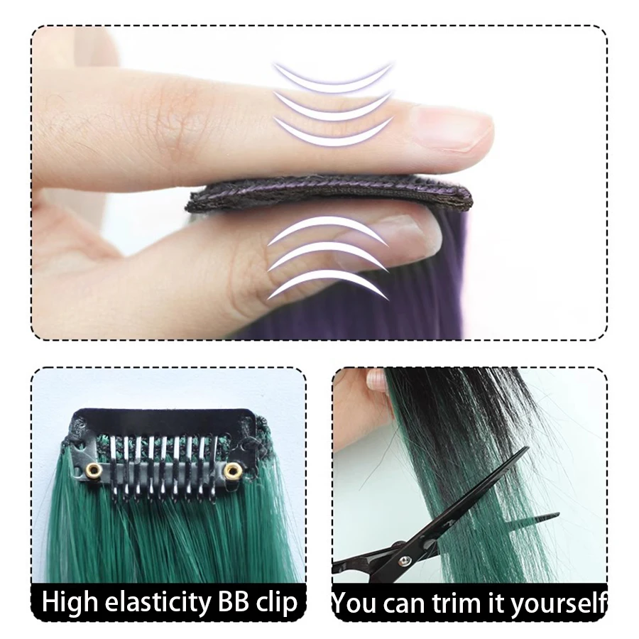 Ear-Hanging Highlight Hair Coloring Strips Women's Long Hair One-Piece Colorful Hair Extensions Invisible Synthetic wig Stickers image 4